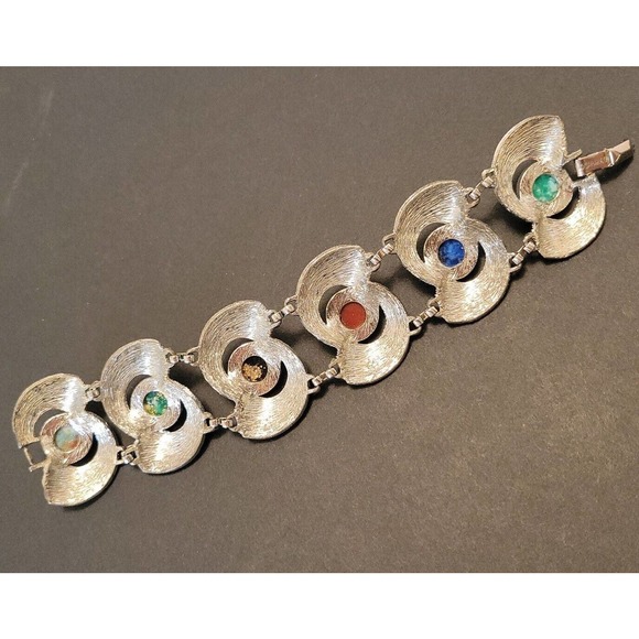 Sarah Coventry Vintage Chunky Lucite Cobachon Cuff Bracelet - Picture 4 of 11